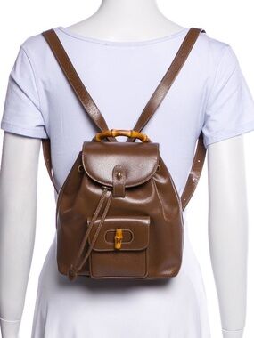 Gucci Brown Leather Mini Backpack with Bamboo Handle